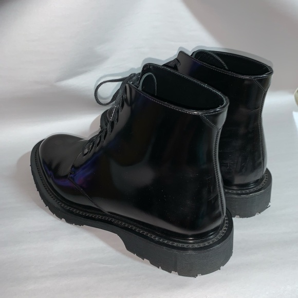 SAINT LAURENT size 42.5 black patent ARMY BOOTS - Picture 9 of 11